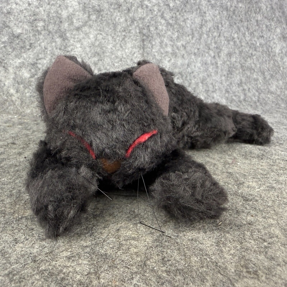 Pomely Naito Design Black‎ Kitty Cat Plush Sewn Face Stuffed Animal RARE